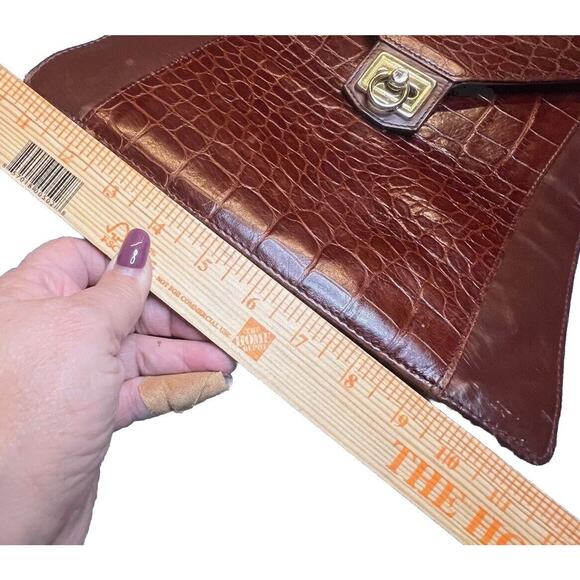 Crocodile Embossed Leather Backpack Womens Adjustable Straps Pocket Boho Casual - Picture 5 of 7